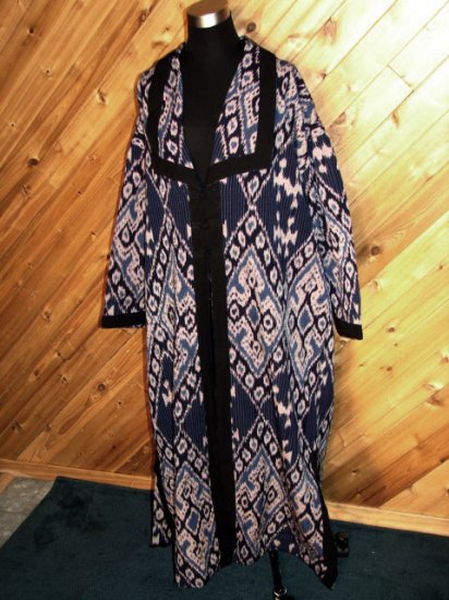 Lotus Trader Blue Black White Duster Jacket OSFA NWOT