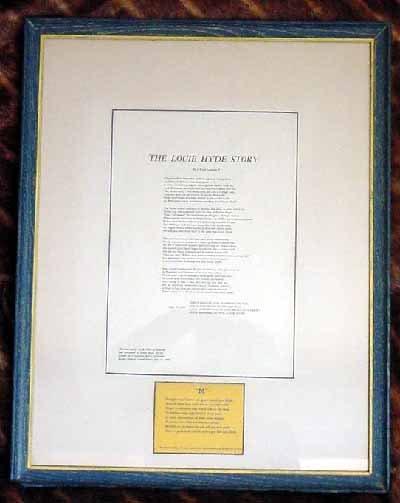 Louie Hyde Lawton U of M Framed Presentation 1958