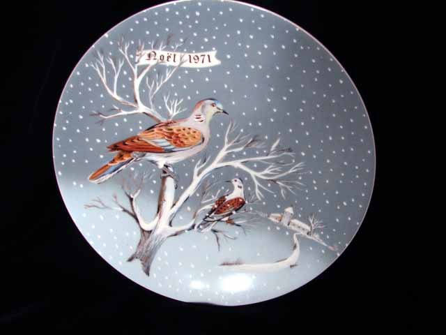 Haviland Limoges Hetreau Xmas 1971 Plate 2 Turtle Doves