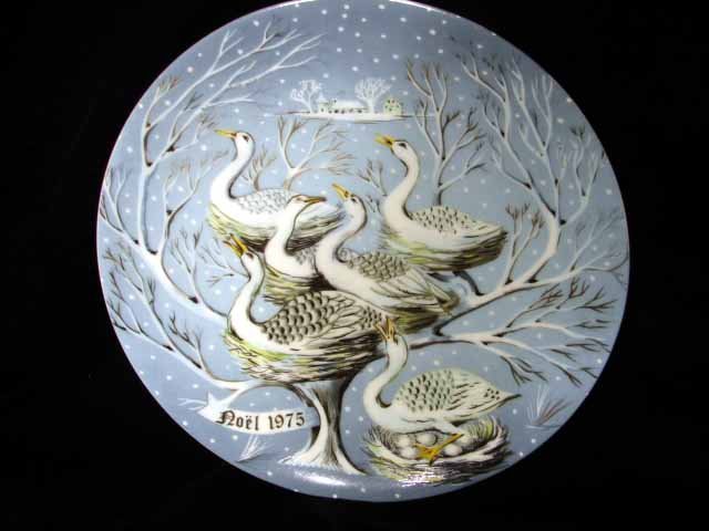 Haviland Limoges Hetreau Xmas 1975 Plate Geese A'Laying