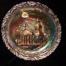 Fenton Carnival Glass Xmas 1972 Two Horned Church Plate