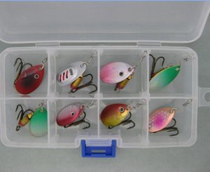Free Shipping 8 pcs Lure Spinner With Box