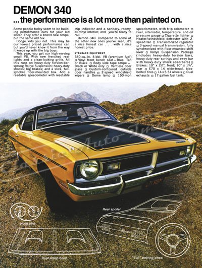 1970 Dodge Demon 340 Ad Digitized & Re-mastered Print 