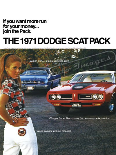 1971 Dodge Scat Pack Ad Digitized & Re-mastered Poster Print 24