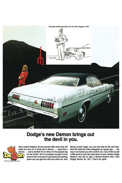 1971 Dodge Demon Ad Digitized & Re-mastered Poster Print 