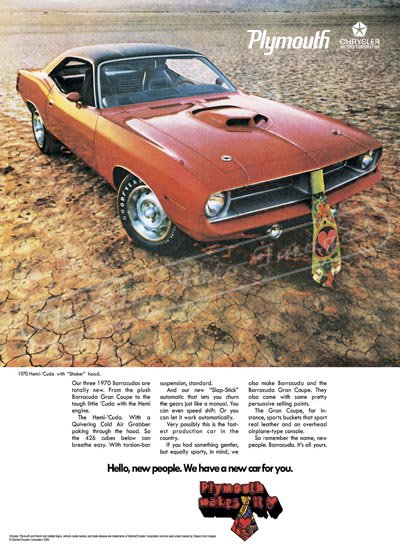 1970 Plymouth Hemi 'Cuda Ad Digitized & Re-mastered Poster Print 