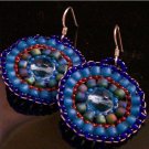 “Blueberry Delight” earrings unique artisan handcrafted blue bead circle dangle sterling silver