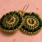 âSweet Peaâ earrings unique artisan handcrafted green bead small circle sterling silver dangle