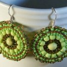 “Key Lime Pie” earrings unique handcrafted artisan jewelry lime green bead circle dangle