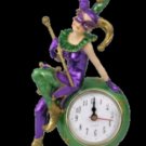 Purple Green & Gold Standing Mardi Gras Jester Clock