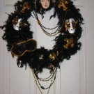 Black Feather SAINTS WREATH Fluer de Lis Beads Mask