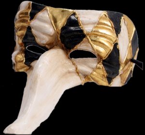 Ivory, Back & Gold Masquerade Mask