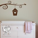 Swirly Branch with Birdhouse Whimsical Wall Design Decal Sticker You Choose Color FREE US SHIPPING
