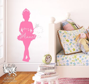 Twinkly Ballerina Name Personalized Wall Decal Applique You Choose TWO Colors FREE US SHIPPING