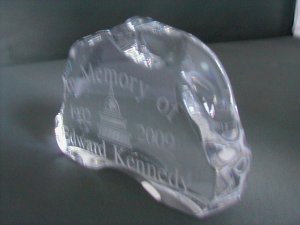 Edward Kennedy glass paperweight crystal memory
