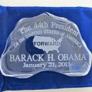Obama inauguration 24% lead crystal paperweight / plaque, glass iceberg forward