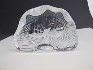 Hand Cut Glass  shamrock quilted pattern paperweight, Ireland 24% lead crystal