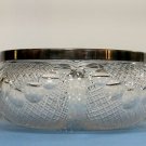 ABP Glass Antique Blow Out Bowl Hand Cut Crystal w/ Silver Rim- Strawberry Dia.