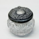 ABP Glass Antique Miniature Hand Cut Crystal Ornate Female Pewter Lidded Jar