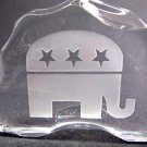 Republican 24% lead crystal paperweight / plaque, glass iceberg