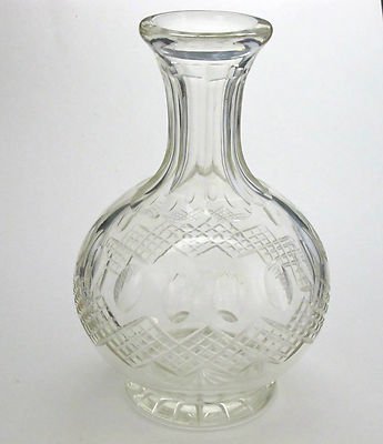 ABP cut glass cross cut carafe / vase on pedestal, antique crystal