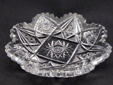 American Brilliant Period Cut Glass dish Straus or Blackmer  Antique