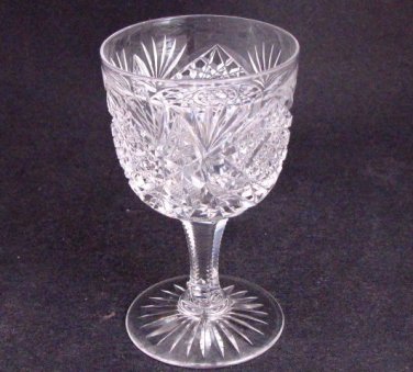 American Brilliant Period Cut Glass WINE glass Antique Crystal Hoare Monarch