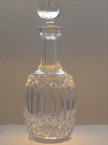 Hand Cut glass  whiskey decanter  barell shape