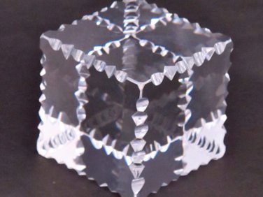 Hand Cut Glass paperweight, notched and prism, optical crystal clear