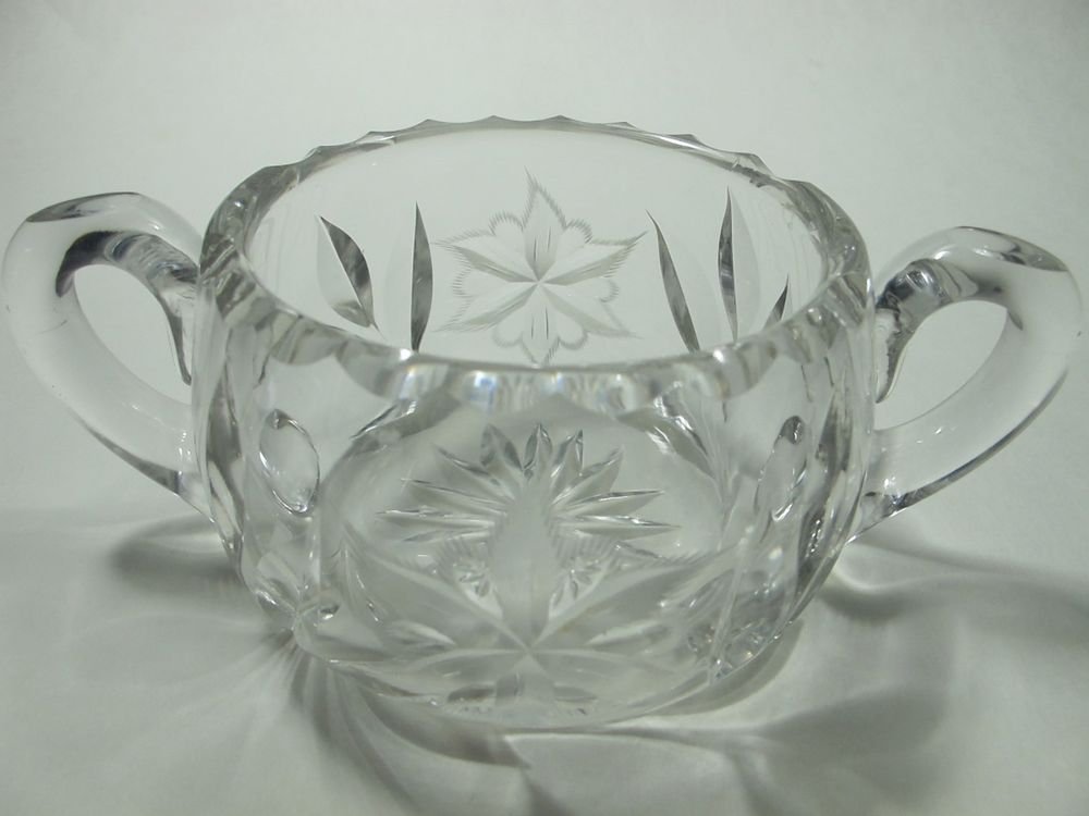 Canastota Diamond poinsettia Cut Glass sugar