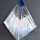Cut Glass art pyramid optical sculpture blue tip. One of a kind signed Cut Glass art pyramid optical sculpture blue tip. One of a kind signed