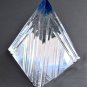 Cut Glass art pyramid optical sculpture blue tip. One of a kind signed