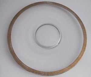 GLASS PLATE 14" needle etched with gold rim