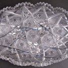 American Brilliant Period hand Cut Glass tray abp Hobstar antique Hand polished