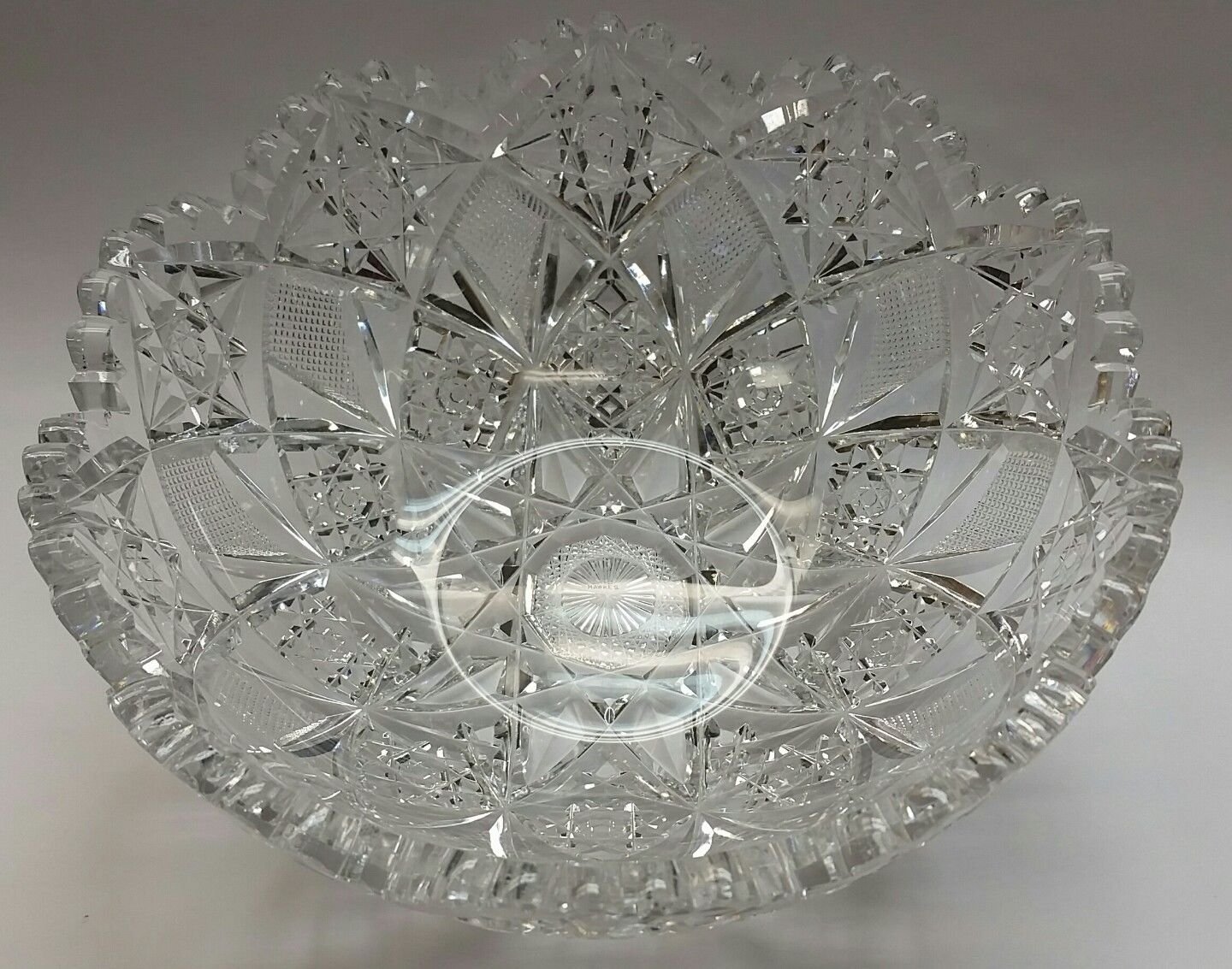 Signed Hawkes American Brilliant Period mouth blown hand Cut Glass bowl ABP