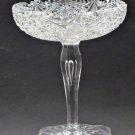 Cut glass tear drop stem compote American Brilliant period Antique