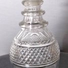 Hand Cut glass 3 ring neck decanter crosscut with mushroom stopper Antique