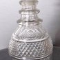 Hand Cut glass 3 ring neck decanter crosscut with mushroom stopper Antique