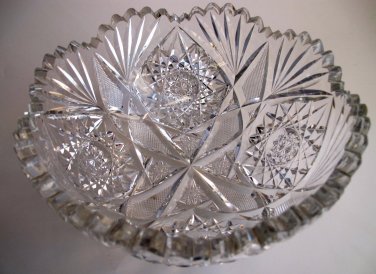 Signed Libbey American Brilliant Period  hand Cut Glass bowl ABP