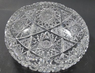 American Brilliant Period hand Cut Glass bowl hobstar sharp