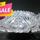 ABP American Brilliant Period Cut Glass crimped tray Antique