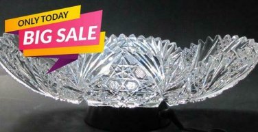 ABP American Brilliant Period Cut Glass crimped tray Antique