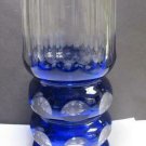 Hand Cut panel Glass blue vase cut to clear