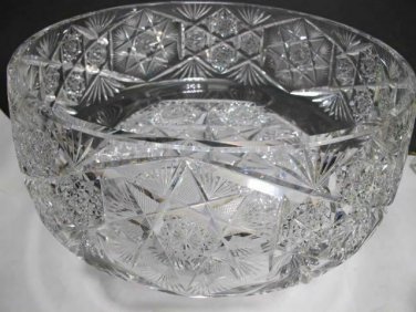 American Brilliant Period Hand Cut Glass 12.5" bowl Antique