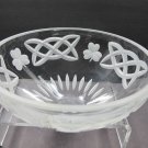 Hand cut glass bowl Celtic Shamrock pattern