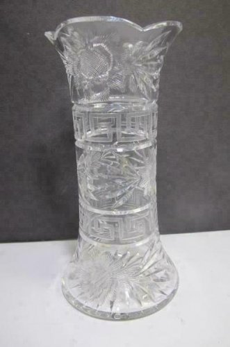 ABP cut glass trumpet vase antique