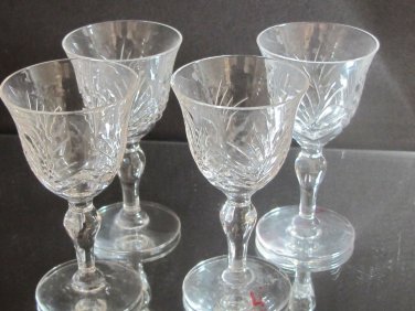 4 Signed Hand Cut Glass Liquor English ARAGON Stuart England