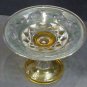 Cut Glass compote Antique green amber cut to clear