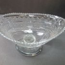 Hand Cut Glass pedestal oval dish Antique