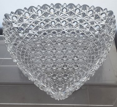 ABP bowl triangle Russian hand cut glass flashy tg125